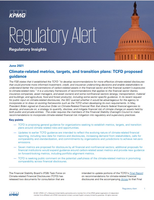 Climate-related metrics, targets, and transition plans: TCFD proposed guidance